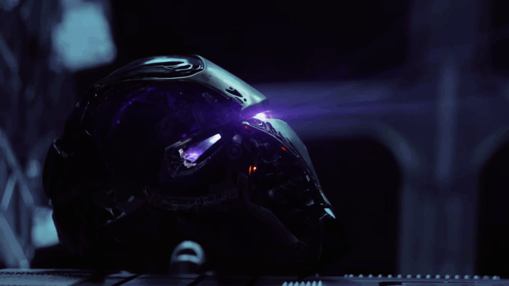 Il casco di Iron Man, da un frame di Endgame