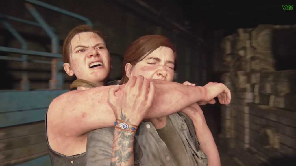 Abby che strangola Ellie in The Last of Us Parte II